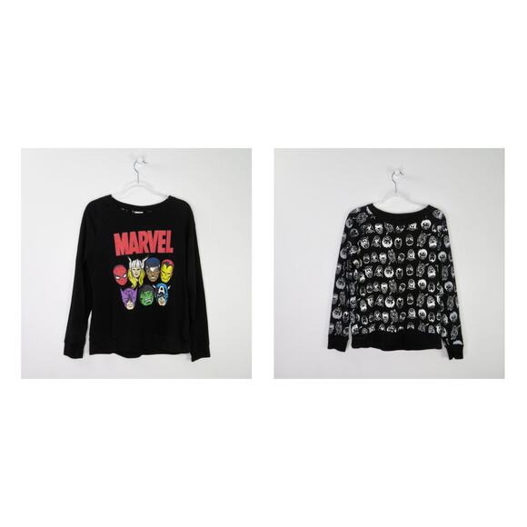 Marvel Super Hero Graphic Crewneck Sweatshirt Reversible Small Spiderman Hulk - Picture 2 of 14